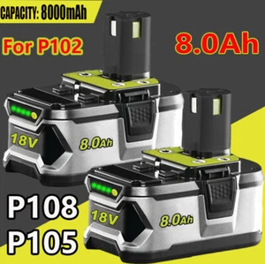 18V 8.0Ah Lithium-Ion Battery For Ryobi 18V P102 P105 Replacement Battery - Picture 1 of 12