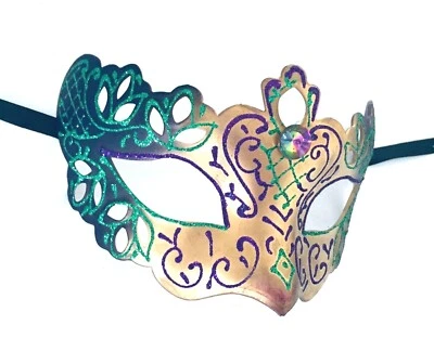Masquerade Mardi Gras  Hand Painted party Events Venation Eye  Masks - Image 1 of 4