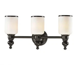 ELK LIGHTING 11592/3-LED Bristol 3-Lght Vanity Lmp Brnz w/Opal Wht Blown Glass - Picture 1 of 4