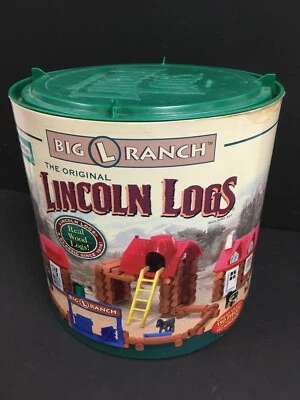 Lincoln Logs BIG L RANCH 2004 K'NEX - 98% Complete missing Cowboy, Horse & Door - Image 1 of 4