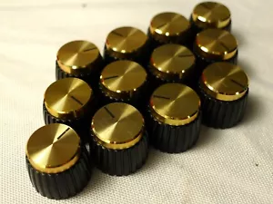 12pcs Amplifier Knobs Black With Gold Cap Push-On Fit Marshall AMP Combo - Picture 1 of 4
