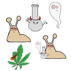 SLUG THUG Holographic Sticker Pack, Includes 5 stickers, 420 Stoner Weed Theme - Picture 1 of 6