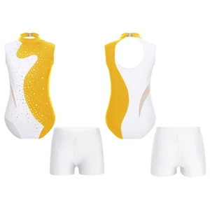 Girls Outfits Shiny Dancewear Mock Neck Sets Sparkling Bodysuit Kids Leotard - Picture 1 of 50