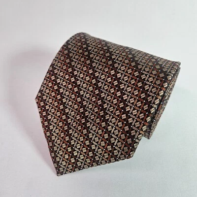 Corbata hecha a mano 100 % seda Platinum Designs para hombre geométrica oro rojo 3,75" x 62" Foto 1 de 4