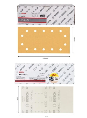 BOSCH 50x Schleifpapier 115 x 230 mm 14 Löcher Netzgewebe Klett Schwingschleifer - Bild 1 von 3