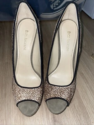 Plataforma de salto Enzo Angiolini Sully rosa estampa animal dedo do pé aberto pele 5 em tamanho 9.5 - Imagem 1 de 4