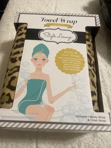 Style Lounge Body And Hair Wrap Leopard Print One Body Wrap One Hair Wrap New - Picture 1 of 6