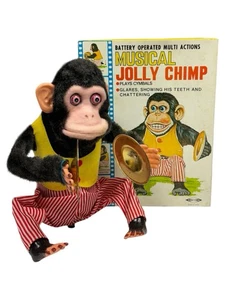 Vintage Jolly Chimp Daishin Musical Clapping Cymbal Monkey Box #7061 WORKING - Picture 1 of 15