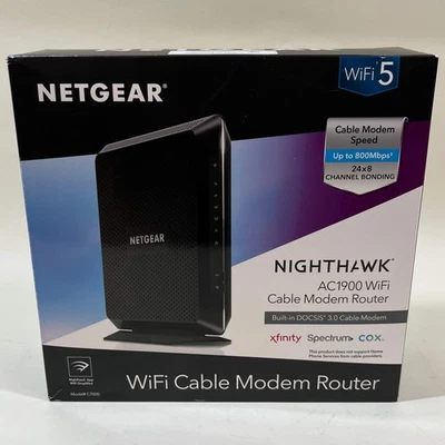 New NetGear NightHawk AC1900 Wifi Cable Modem Router C7000-100NAS - Image 1 of 4