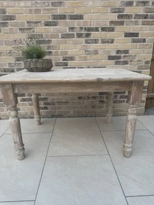 Vintage Solid Pine Farmhouse Dining Table Turned Legs Rustic Country Kitchen - Picture 1 of 11