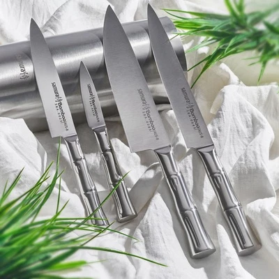 Samura BAMBOO Küchenmesser 4er Set AUS-8 Stahl Messerblock Vollmetall - Bild 1 von 4