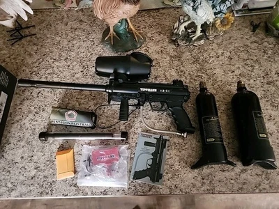 PISTOLA MARCADORA DE PAINTBALL TIPPMANN A5 CON TOLVA, TANQUES, CAJA Y CAÑÓN LAPCO Big Shot Foto 1 de 4