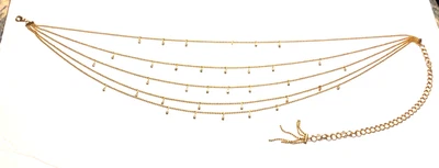 Cinturón boho bohemio bohemio bohemio con cadena de bola colgante estrás en capas 27" a 39" Foto 1 de 4