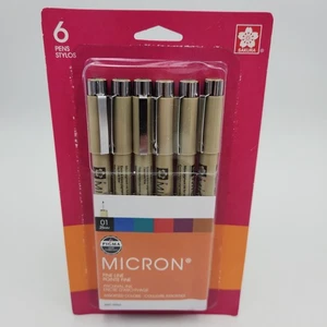 Juego de bolígrafos de tinta de línea fina Sakura Pigma Micron .25 mm 01 6 unidades colores surtidos 30063 - Imagen 1 de 8