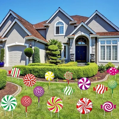20 Piezas Caramelos Decoraciones Navidad Exterior Patio Letreros Varios Estilos  Foto 1 de 4