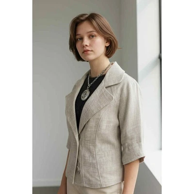 Jaqueta Zara Basics manga curta ajustada linho botão frontal tamanho P/M bolsos nova sem etiquetas  - Imagem 1 de 4