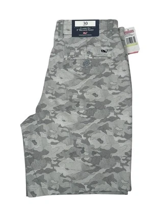 NWT Vineyard Vines 8" Classic Fit Camo Print Gray Perf Breaker Shorts Size 30 - Image 1 of 4