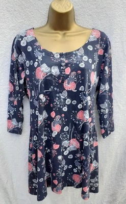 MANTARAY Navy 3/4 Sleeve Tunic Blouse Top Size 16 - Image 1 of 3