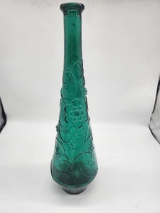 Vintage MCM grüne Empoli Flasche Dekanter Schmetterling und Blumen T4 - Bild 1 von 5