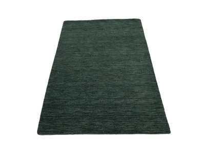 Dark Green Solid Design Hand-Loomed 3X5 Gabbeh Wool Rug Oriental Carpet - Image 1 of 4