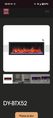 Dynasty Cascade 52 Inch Wall Mount Linear Electric Fireplace - Black, DY-BTX52 - Image 1 of 4