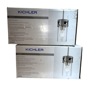 2 Kichler Stetton Mini Pendant Light Fixtures Anvil Iron Finish $140 value - Picture 1 of 4