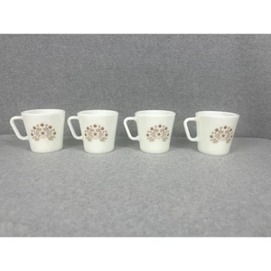 Vintage Pyrex Summer Impressions Ginger Brown Flower Theme Coffee Cup lot of 4 - Picture 1 of 5