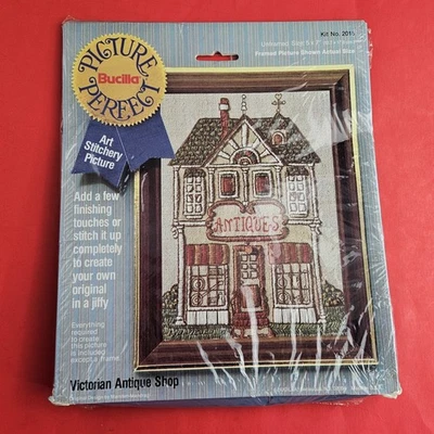 BUCILLA PICTURE PERFECT EMBROIDERY KIT:  VICTORIAN ANTIQUE SHOP   SL - Image 1 of 2