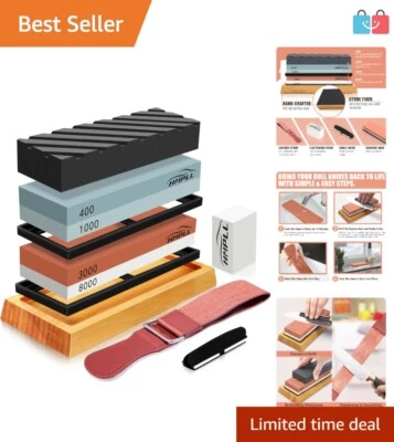 4-Sided Whetstone Knife Sharpener Set with Leather Strop & Precision Angle Guide - Image 1 of 4