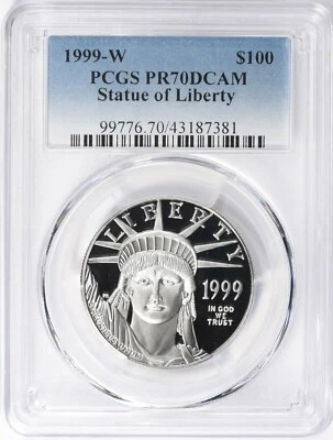 1999-W $100 1oz Platinum American Eagle PCGS PR-70DCAM - Image 1 of 4