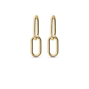Solid 925 Sterling Silver/14K Gold Plated Brass Link Earrings Women Minimalist - Picture 1 of 10