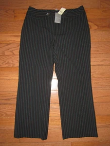 NEW Ann Taylor Black Teal Pinstripe Dress Capris Pants 6 NWT - Picture 1 of 5