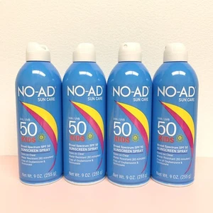 4 NO-AD Kids Sunscreen Spray SPF 50 Broad Spectrum Water Resistant 9oz Exp 03/26 - Picture 1 of 5