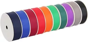 10 Roll Grosgrain Ribbon Set - 10 Dark Shade Colors 10 Yds each - 7/8" Width - Picture 1 of 6