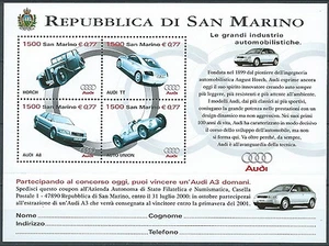 1999 SAN MARINO FOGLIETTO AUDI MNH ** - ED - Picture 1 of 1