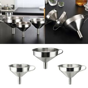 Best Stainless Steel FUNNEL WITH HANDLE Kitchen Filling Metal Hopper Small Large