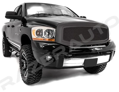 Capó delantero plano mate negro rejilla de malla + carcasa para 06-08 Dodge RAM 1500+2500+3500 Foto 1 de 3
