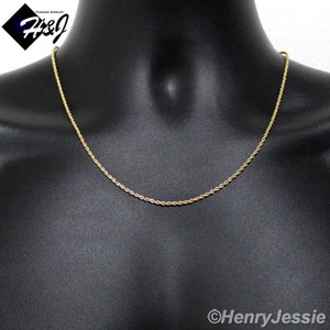 20"MEN WOMEN Stainless Steel 1.5mm Gold Plated Rope Link Chain Necklace - Picture 1 of 3