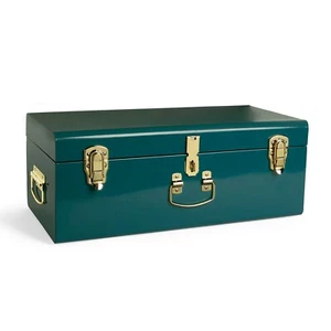 Stainless Steel Teal Storage Trunk with Gold Detailing, Beautify - Picture 1 of 8