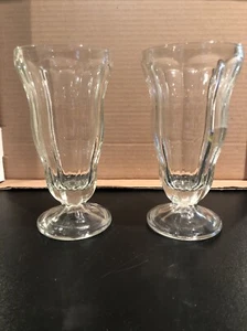 2 Anchor Hocking 7" Ice Cream Sundae Soda Fountain Milkshake Glasses - Picture 1 of 7