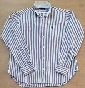 Psycho Bunny Oxford Single Needle Cotton Size Small Men Long Sleeve Stripe Shirt - Picture 1 of 9