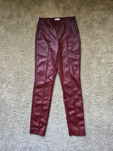 Babaton faux leather pants burgundy red skinny womens 6 - Picture 1 of 10