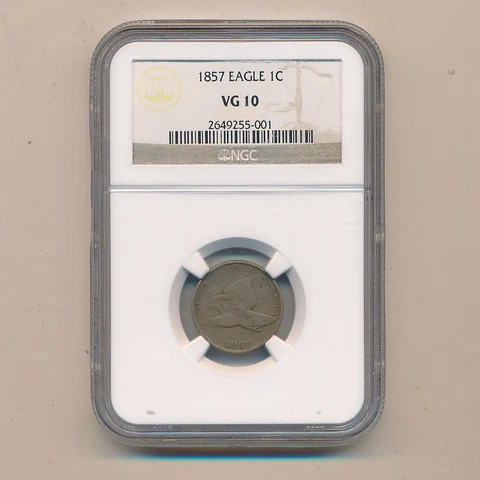 1857 FLYING EAGLE CENT 1C BEAUTIFUL ~ NGC VG10 ~ SHIPS FREE! Cover