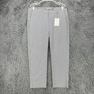 Zac & Rachel Cropped Pants Women's 14 Blue White Stripe Beach Stretch - Picture 1 of 11