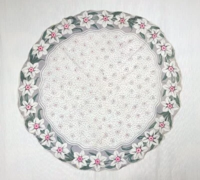 Vtg 50s Fine Nylon Round Daffodils XLarge Scarf 39" Circle MCM Pinup Floral - Image 1 of 4