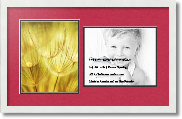 ArtToFrames Collage Mat Picture Photo Frame 2 8x10" Openings in Satin White 107 - Image 1 of 1