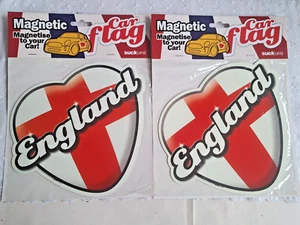 B/N 2x LARGE ENGLAND HEART SHAPED CAR MAGNET - 23x20cm - Picture 1 of 4