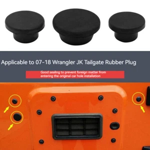 Paquete de 3 tapones de goma negros para portón trasero para accesorios Jeep Wrangler JK JL 2007-2023 - Imagen 1 de 13