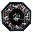14 Inches Black Marble Coffee Table Top Border Design Inlay Work Sofa Side Table