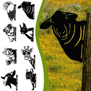 Funny Metal Animals Art Farm Garden Decor Garden Fence Decoration Outdoor Yard - Picture 1 of 62